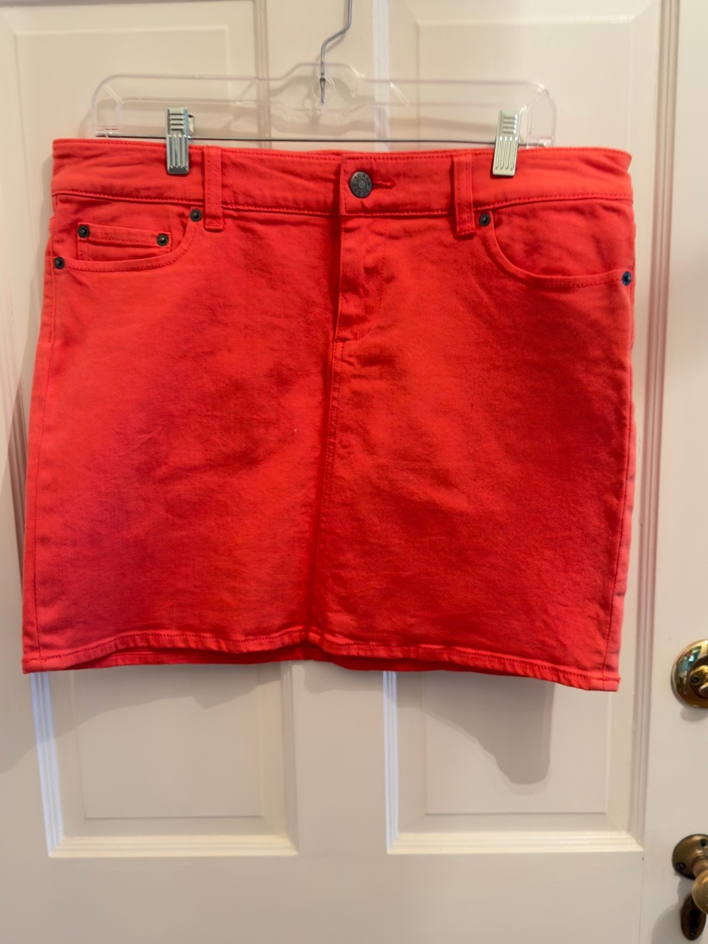 J. Crew Bright Red Denim Mini Skirt